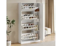 Sapateira moderna com 4 gavetas basculantes - 80 x 24 x 147 cm - Aglomerado - Branca