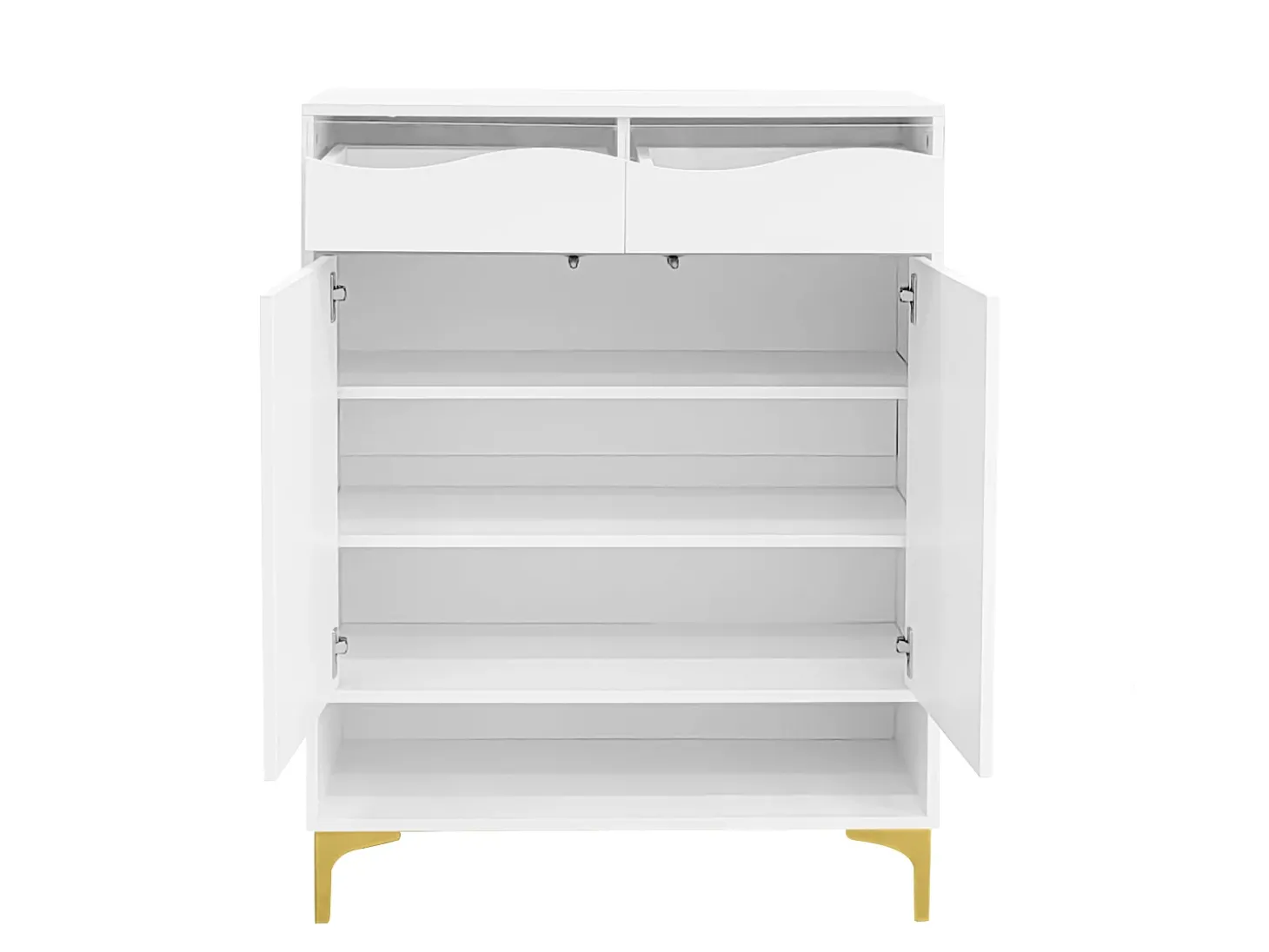 Sapateira moderna com 2 gavetas e 2 portas 80×35×105 cm Amplo espaço de arrumação com luzes LED Branco