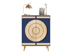 Sapateira moderna com portas redondas e geométricas - 76 x 37 x 98,5 cm - aglomerado - cor natural