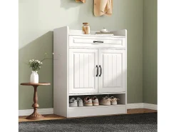 Sapateira moderna com prateleiras ajustáveis + 1 gaveta + 2 portas - 75 x 36 x 95,5 cm - aglomerado - branco