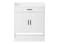 Sapateira moderna com prateleiras ajustáveis + 1 gaveta + 2 portas - 75 x 36 x 95,5 cm - aglomerado - branco