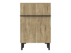 Sapateira moderna para hall de entrada - 60 x 34,5 x 95 cm - com 2 portas + prateleiras ajustáveis - aglomerado - cor natural