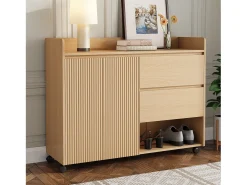 Sapateira móvel - 110 x 35 x 86 cm - com 2 gavetas + 1 porta - MDF - natural