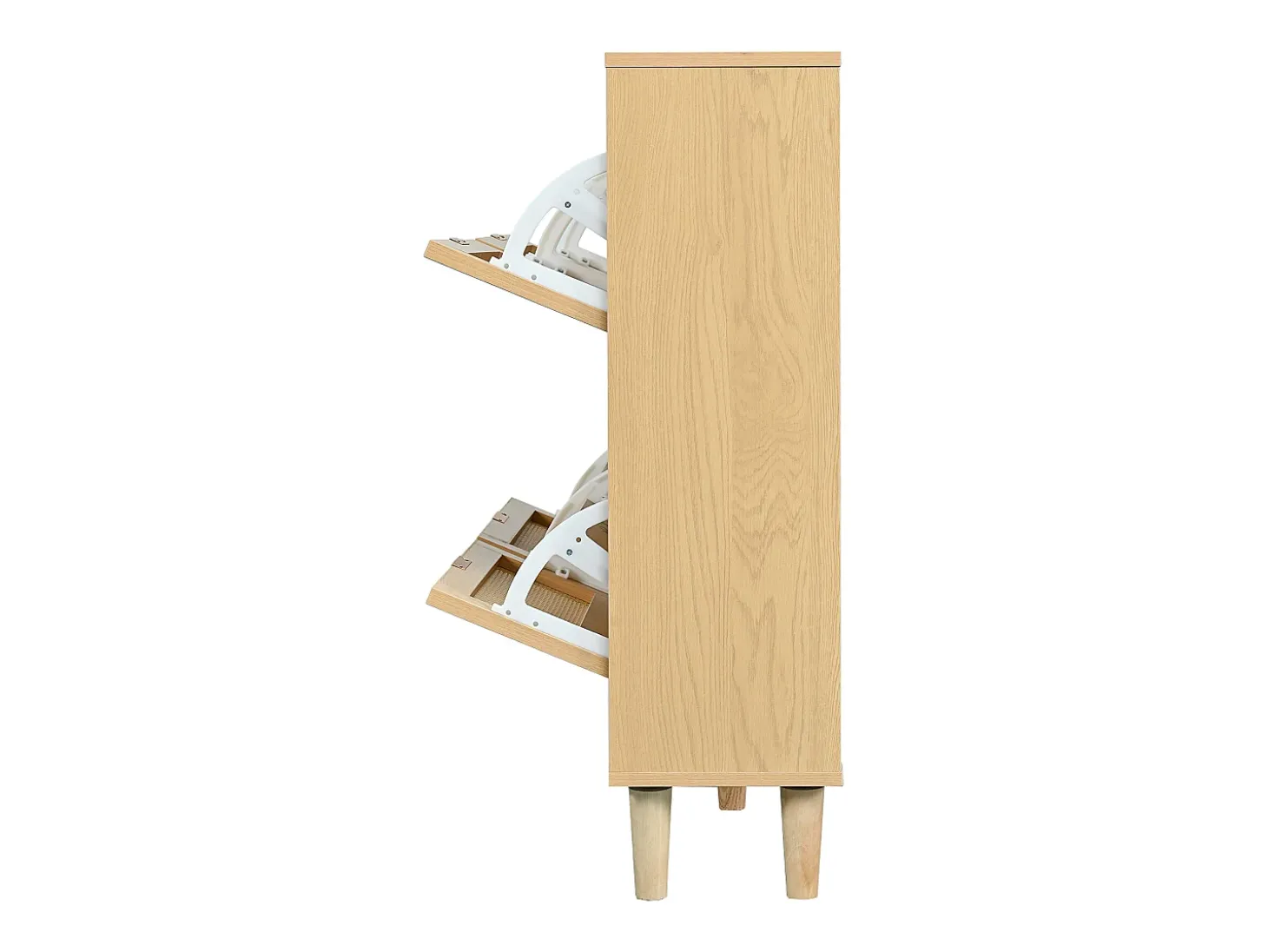 Sapateira natural clara com 4 portas, puxadores em metal 100x25x90,3cm