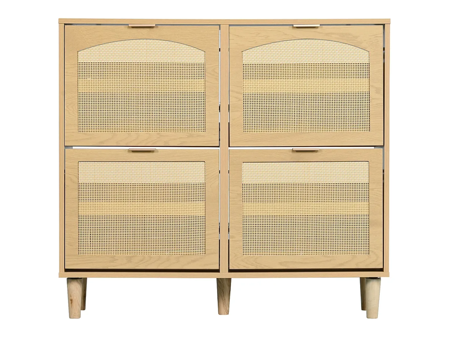Sapateira natural clara com 4 portas, puxadores em metal 100x25x90,3cm