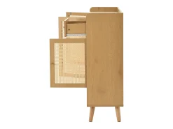 Sapateira natural com 3 portas em verga e 1 gaveta, puxador em metal 120x35x106cm