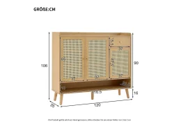Sapateira natural com 3 portas em verga e 1 gaveta, puxador em metal 120x35x106cm