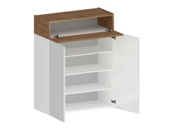 Sapateira Oliviero, Sapateira com 3 portas,Armário de entrada multifuncional, 76x38h100 cm, Branco e Carvalho