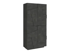 Sapateira Orfeo, Armário multiuso com 4 portas articuladas, Sapateira de entrada, 100% Fabricado na Itália, 81x38h167 cm, Ardósia