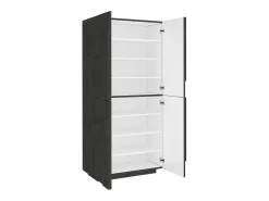 Sapateira Orfeo, Armário multiuso com 4 portas articuladas, Sapateira de entrada, 100% Fabricado na Itália, 81x38h167 cm, Ardósia