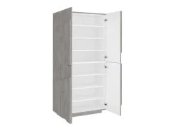Sapateira Orfeo, Armário multiuso com 4 portas articuladas, Sapateira de entrada, 100% Fabricado na Itália, 81x38h167 cm, Cimento