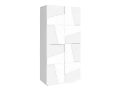 Sapateira Orfeo, Armário multiuso com 4 portas articuladas, Sapateira de entrada, 100% Fabricado na Itália, 81x38h167 cm, Branco brilhante