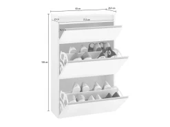Sapateira Paco, Armário multiuso com 2 portas e 1 porta sanfonada, Sapateira de entrada, 100% Fabricado na Itália, 60x27h108 cm, Branco brilhante