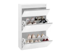Sapateira Paco, Armário multiuso com 2 portas e 1 porta sanfonada, Sapateira de entrada, 100% Fabricado na Itália, 60x27h108 cm, Branco brilhante