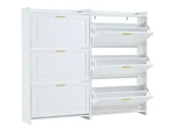 Sapateira para hall de entrada - 2 x 70 x 24 x 120 cm - com 6 compartimentos - MDF + aglomerado - branca
