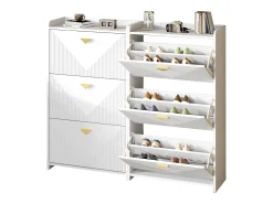 Sapateira para hall de entrada - 2 x 70 x 30 x 120 cm - com 3 portas basculantes - MDF - branca