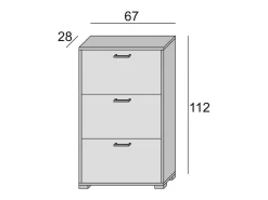 Sapateira Peonia, Móvel de entrada multiuso com 3 portas sanfonadas, Sapateira de dupla profundidade, 100% Fabricado na Itália, 67x28h112 cm, Cimento e Azul Claro