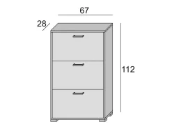 Sapateira Peonia, Móvel de entrada multiuso com 3 portas sanfonadas, Sapateira de dupla profundidade, 100% Fabricado na Itália, 67x28h112 cm, Branco