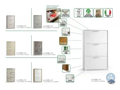 Sapateira Peonia, Móvel de entrada multiuso com 3 portas sanfonadas, Sapateira de dupla profundidade, 100% Fabricado na Itália, 67x28h112 cm, Olmo