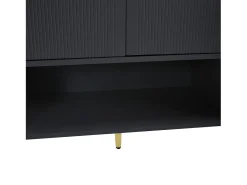 Sapateira preta com 2 gavetas e 4 portas, pés em metal 130x37x100cm