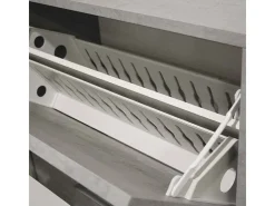 Sapateira Rosa, Móvel de entrada multiuso com 4 portas sanfonadas, Sapateira de dupla profundidade, 100% Fabricado na Itália, 67x28h147 cm, Cimento