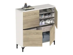 Sapateira Tokio 4 Portas 5 Prateleiras Carvalho Branco Fosco 101 cm