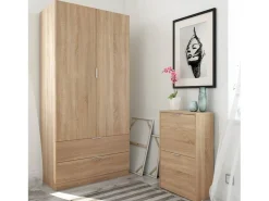 Sapateira Valdosta, Sapateira economizadora de espaço com 2 portas, Sapateira de entrada, Armário sapateira, 50x22h76 cm, Carvalho