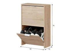Sapateira Valdosta, Sapateira economizadora de espaço com 2 portas, Sapateira de entrada, Armário sapateira, 50x22h76 cm, Carvalho
