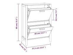 Sapateira VidaXL em Madeira de Engenharia 57,5x33x80 cm Natural