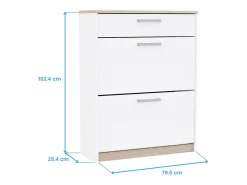 Sapateira Watson Hallway 2 portas 1 gaveta branco fosco e carvalho Kronberg 79,6x102,4x29 cm