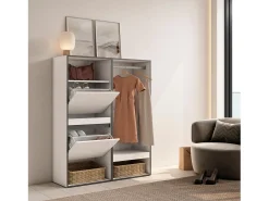 Sapateira, 120x35x145cm, Para quarto, dormitório, Roupeiro aberto, Branco