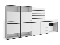 Sapateira, 297x35x145cm, Para quarto, dormitório, Cómoda, Tiras Deco. Madeira, Toucador, Branco