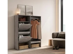 Sapateira, 120x35x145cm, Para quarto, dormitório, Roupeiro aberto, Cimento