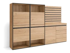Sapateira, 227x35x145cm, Para quarto, dormitório, Cómoda, Tiras Deco. Madeira, Carvalho
