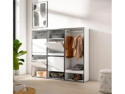 Sapateira, 180x35x145cm, Para quarto, dormitório, Roupeiro aberto, Branco
