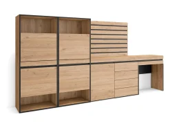 Sapateira, 297x35x145cm, Para quarto, dormitório, Cómoda, Tiras Deco. Madeira, Toucador, Carvalho