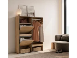 Sapateira, 120x35x145cm, Para quarto, dormitório, Roupeiro aberto, Carvalho