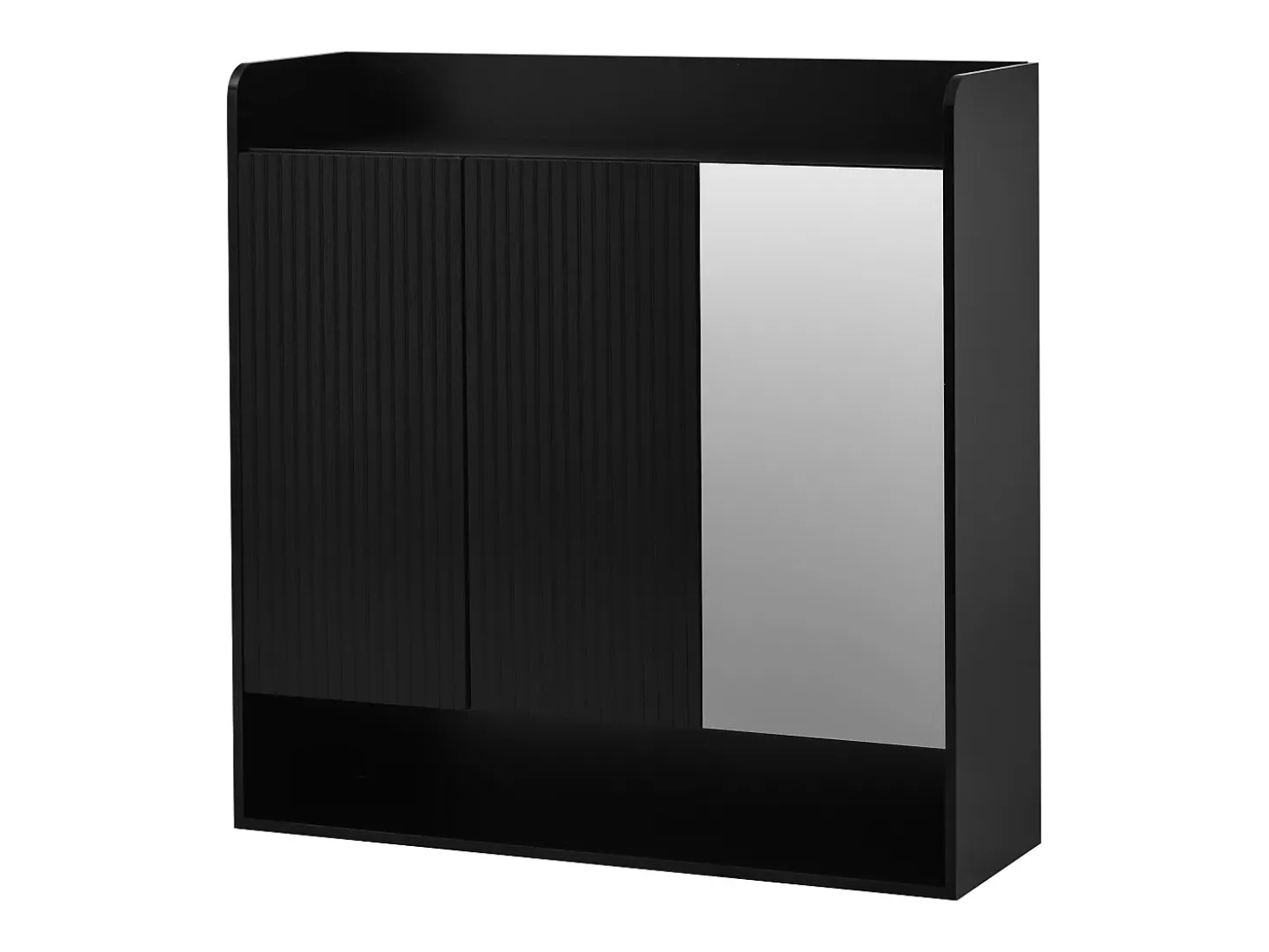 Sapateiro 110x35,5x110 cm - com espelho - com 3 portas - MDF - Preto