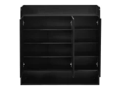 Sapateiro 110x35,5x110 cm - com espelho - com 3 portas - MDF - Preto
