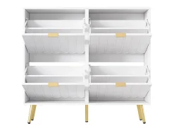 Sapateiro 100x24x91,25cm - con 4 portas de abrir - prateleira de 8 níveis - puxador de metal - Branco