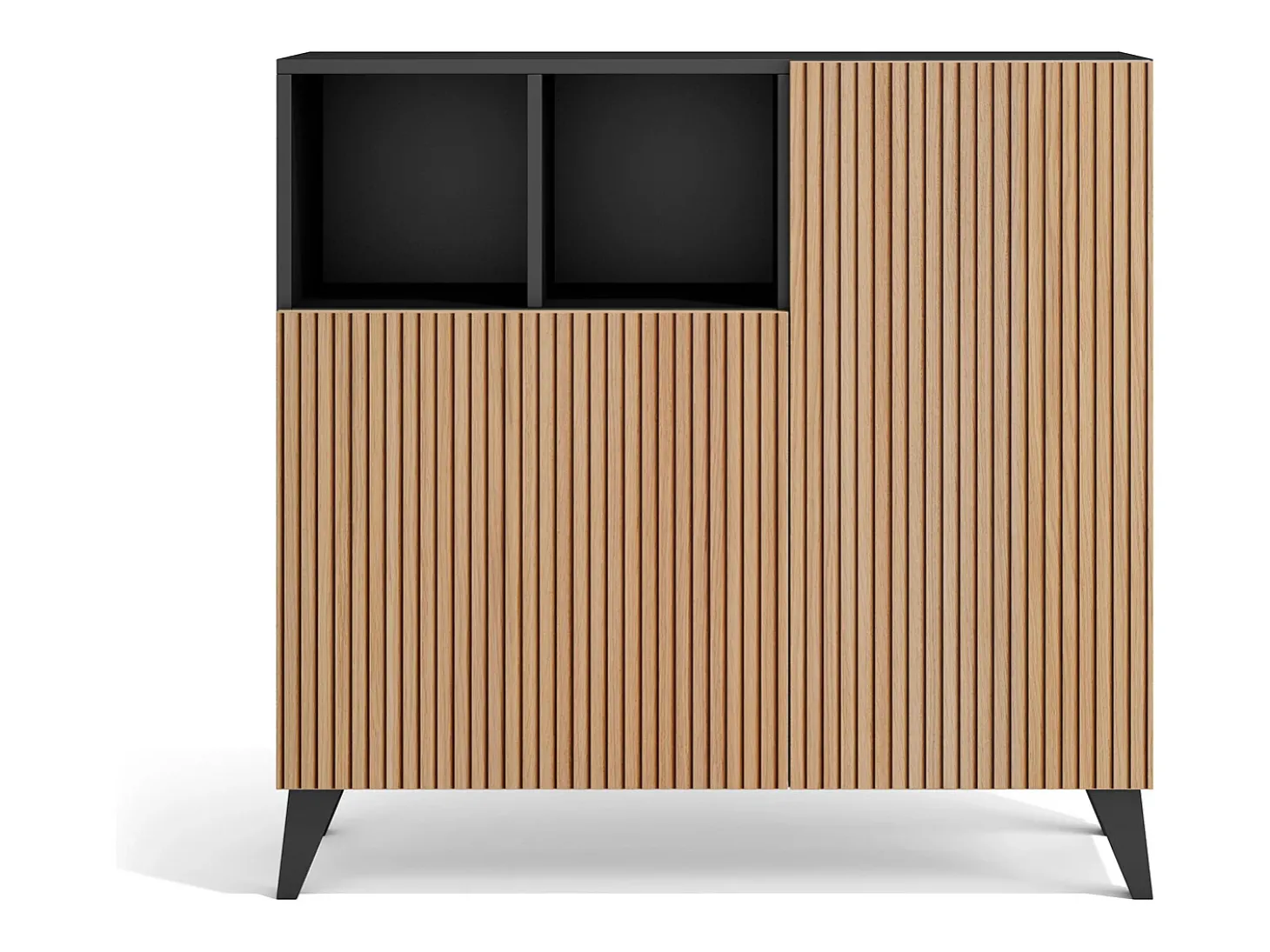 Sapateiro/Móvel organização - H87cm x L90cm x P27cm cinza grafite portas impression serrado - Moss