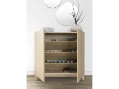 Sapateiro/Móvel organização - H90cm x L90cm x P27cm chêne portas impression serrado - Hanko