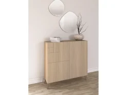 Sapateiro/Móvel organização - H87cm x L90cm x P27cm nogueira clara pernas moca - Bergen