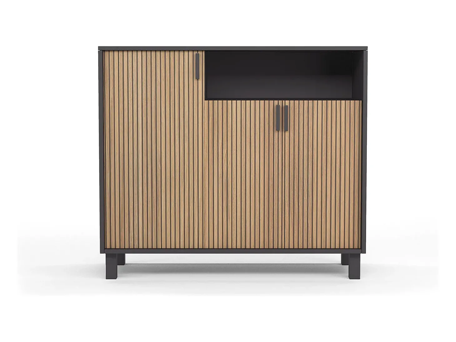 Sapateiro/Móvel organização - H86cm x L100cm x P37cm cinza grafite portas impression serrado - Gotemburgo