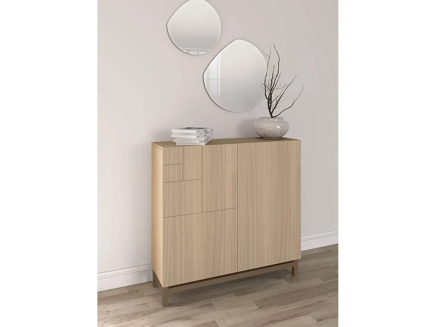 Sapateiro/Móvel organização - H90cm x L90cm x P27cm nogueira clara pernas moca - Copenhague