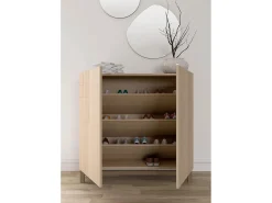 Sapateiro/Móvel organização - H90cm x L90cm x P27cm nogueira clara pernas moca - Copenhague