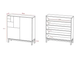 Sapateiro/Móvel organização - H90cm x L90cm x P27cm nogueira clara pernas verde - Copenhague