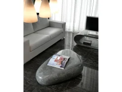 Sasso big - Mesa de centro (74 x 123 x 27h) em pedra fóssil cinza