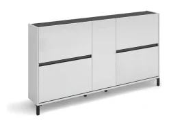 ScarpierEm Darnautovi, Suporte para sapatos, Armário de entrada multiusos, Armário para calçados, Made in Italy, 169x25h94 cm, Branco brilhante