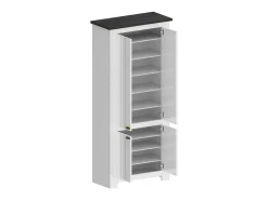 ScHarpeira Dcicerell, Suporte para sapatos com economia de espaço com 4 portas, Armário de entrada multifuncional, 84x42h200 cm, Branco e Ardósia